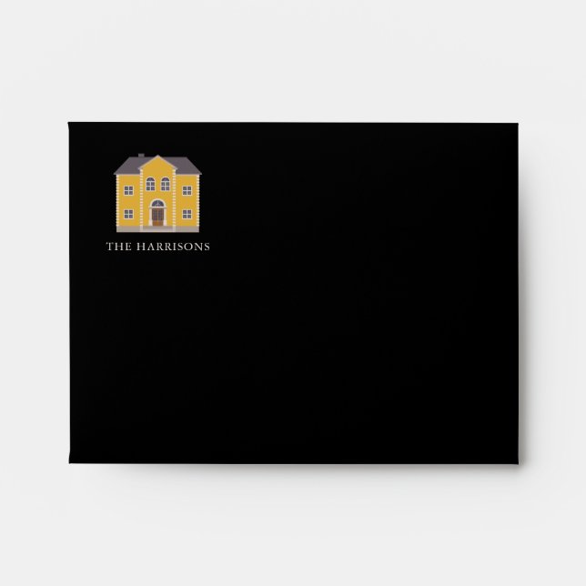 New House We Moved Personalised Black & Yellow Envelope (Front)