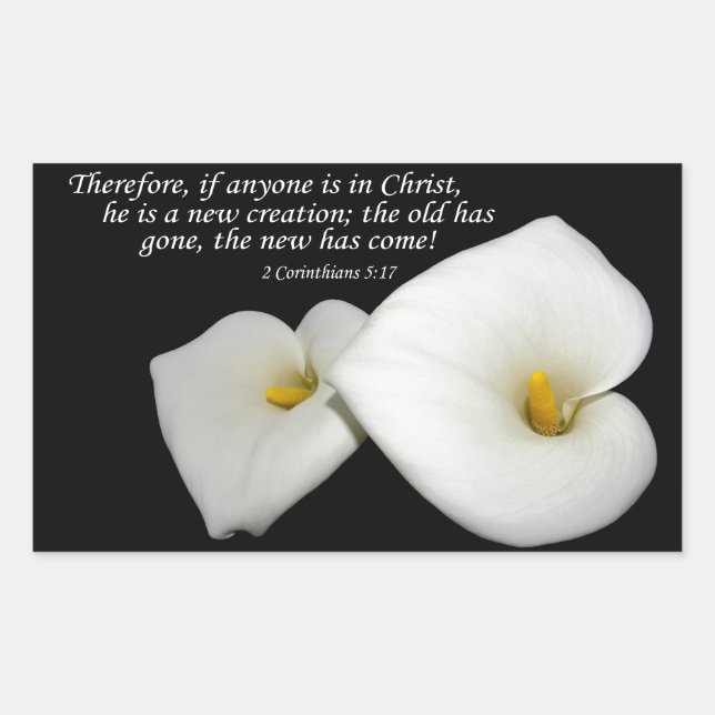 new in Christ scripture with lilies sticker (Front)