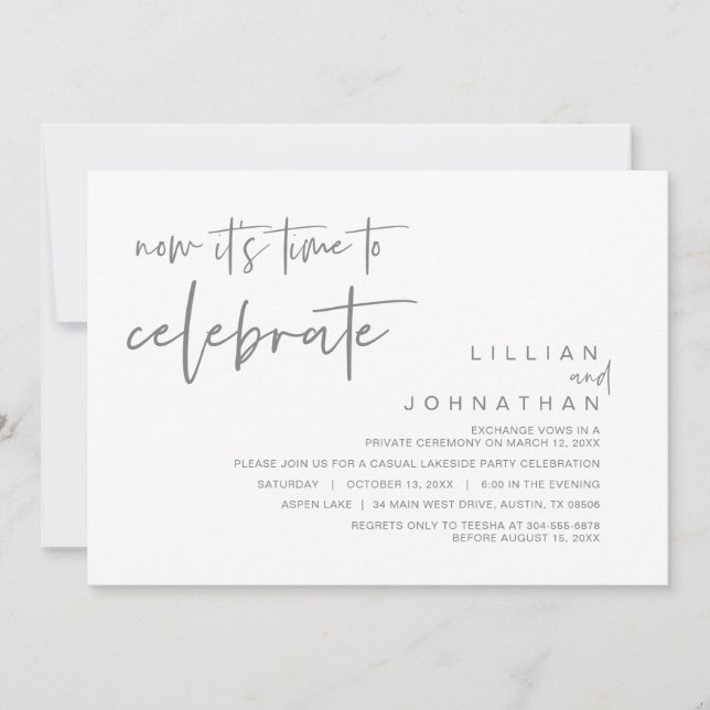 New it's time to celebrate, Wedding Elopement Invi Invitation (Front)