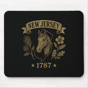 New Jersey 1787 Vintage Horse Oak Pine Nature Heri Mouse Pad