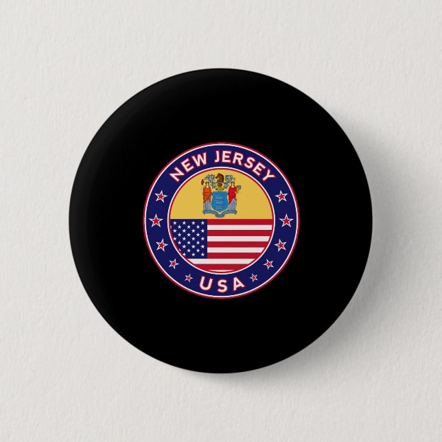 New Jersey  6 Cm Round Badge (Front)
