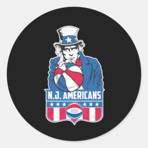 New Jersey Americans Basketball Uncle Sam Classic Round Sticker