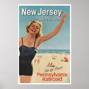 New Jersey Art Beach Poster Home Vintage Print