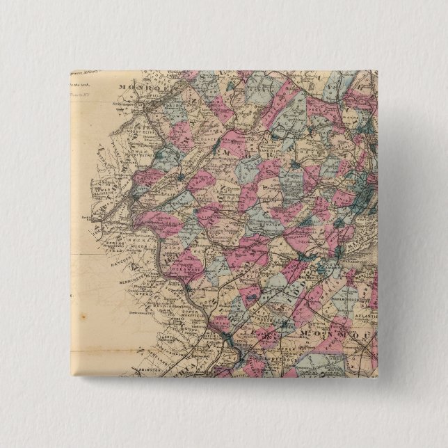 New Jersey Atlas map 15 Cm Square Badge (Front)