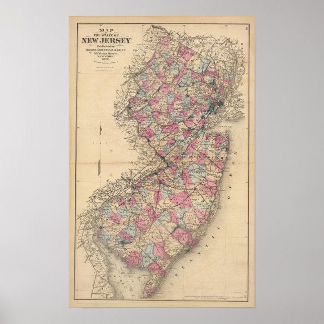 New Jersey Atlas map Poster (Front)