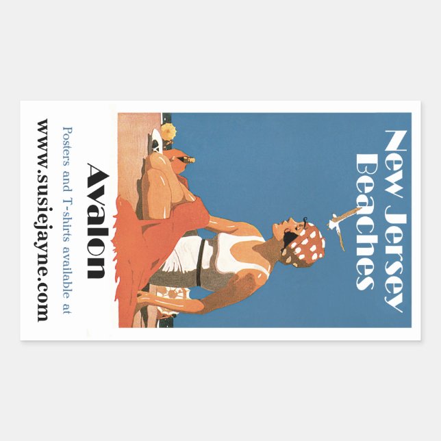 New Jersey Beaches ~ Avalon Rectangular Sticker (Front)