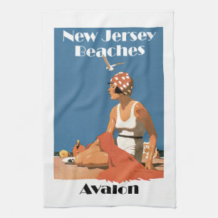 New Jersey Beaches ~ Avalon Tea Towel