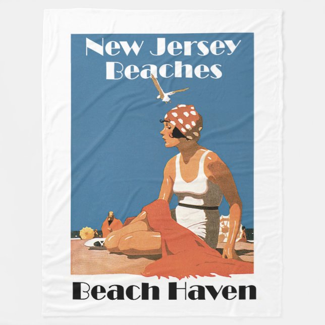 New Jersey Beaches ~ Beach Haven Fleece Blanket (Front)