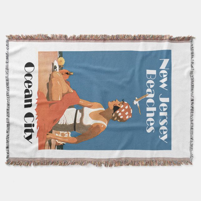 New Jersey Beaches ~ Ocean City Throw Blanket (Front)