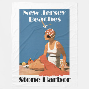 New Jersey Beaches ~ Stone Harbour Fleece Blanket