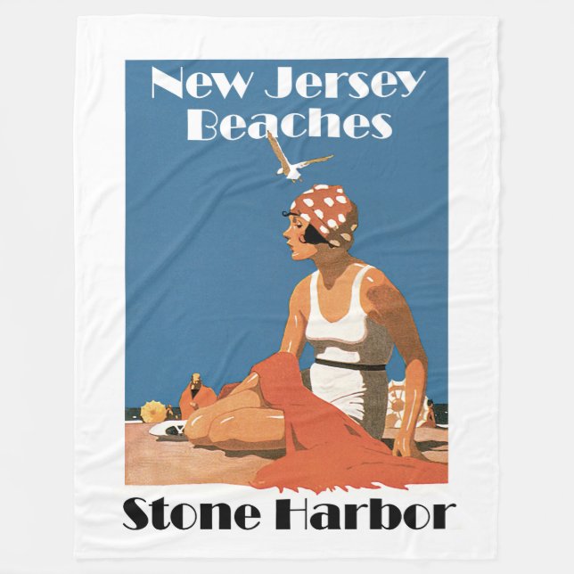 New Jersey Beaches ~ Stone Harbour Fleece Blanket (Front)