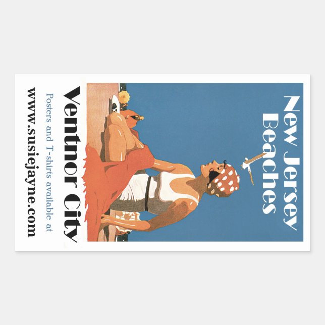 New Jersey Beaches ~ Ventnor City Rectangular Sticker (Front)
