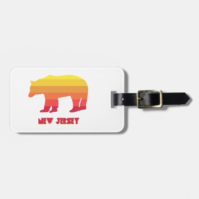 New Jersey Bear Rainbow Luggage Tag (Front Horizontal)