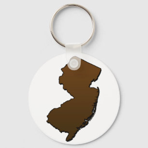 New Jersey Brown Outline Key Ring