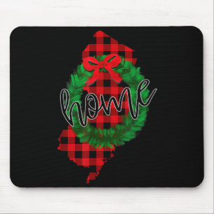 New Jersey Buffalo Plaid Christmas Home Wreath Ret Mouse Pad