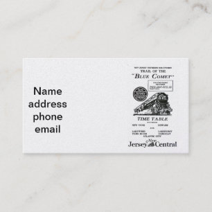New Jersey Central Blue Comet Train Business Cards