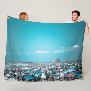 New Jersey Coastal Beach Art Fleece Blanket