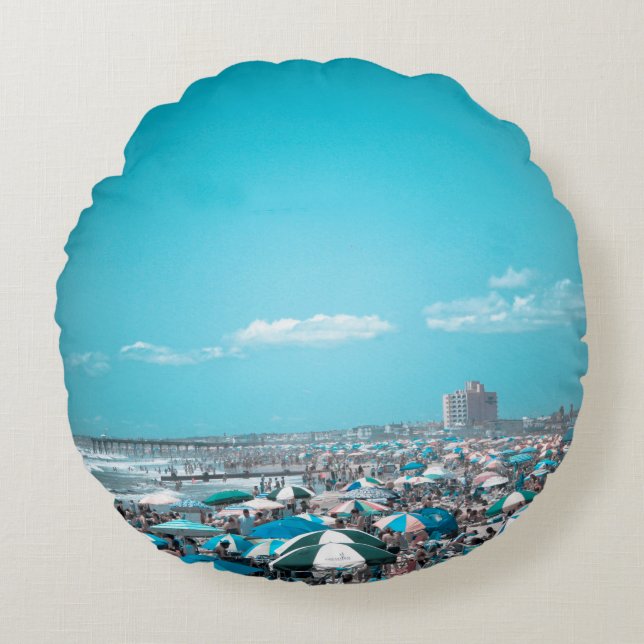 New Jersey Coastal Beach Art Round Cushion (Front)