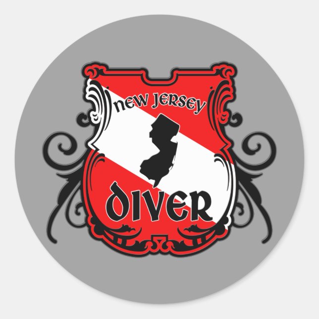 New Jersey Diver Classic Round Sticker (Front)