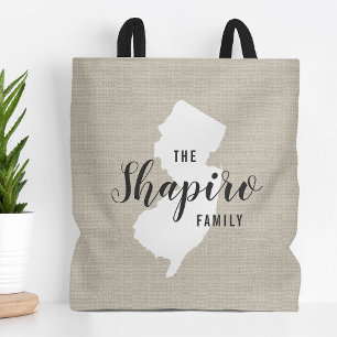 New Jersey Family Monogram State Tote Bag