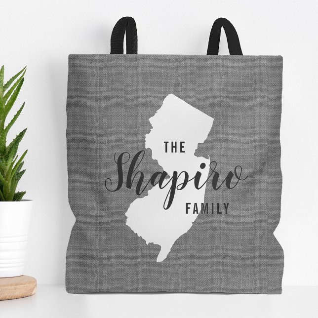 New Jersey Family Monogram State Tote Bag (Creator Uploaded)