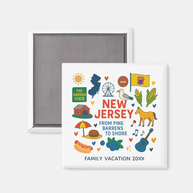 New Jersey Family Trip Keepsake Custom Magnet (Front/Back)