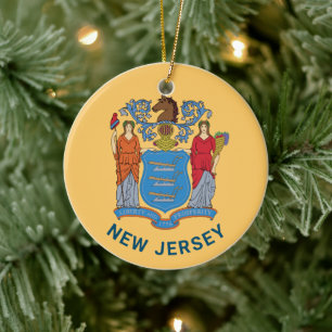 New Jersey Flag Ceramic Tree Decoration