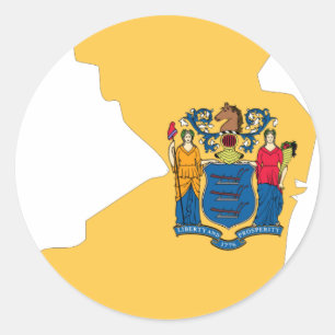New Jersey Flag Map Classic Round Sticker