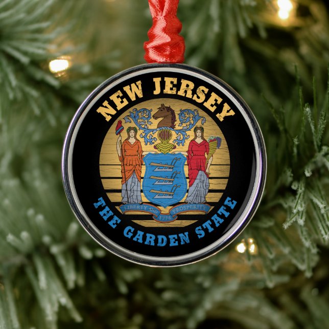 NEW JERSEY GARDEN STATE FLAG METAL TREE DECORATION (Tree)