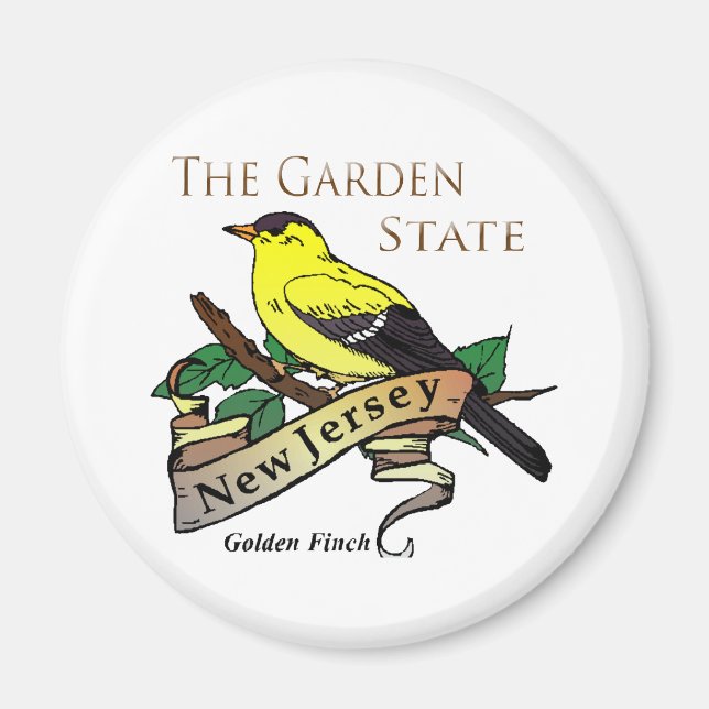 New Jersey Garden State Golden Finch Magnet (Front)