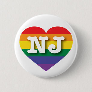 New Jersey Gay Pride Rainbow Heart - Big Love 6 Cm Round Badge