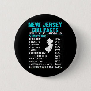 New Jersey Girl Facts Funny Birthday Gift Born In 6 Cm Round Badge