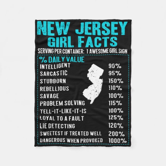 New Jersey Girl Facts Funny Birthday Gift Born In  Fleece Blanket (Front)