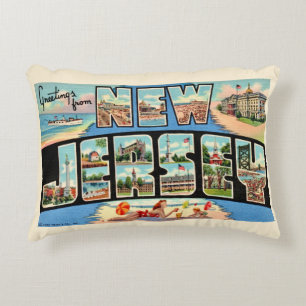 New Jersey Greeting Vintage Throw Pillow
