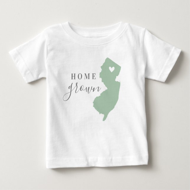 New Jersey Home Grown | Editable Colours State Map Baby T-Shirt (Front)