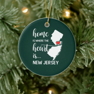 New Jersey home is where the heart is Ceramic Tree Decoration