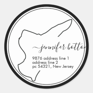 New Jersey home map return address Signature Classic Round Sticker