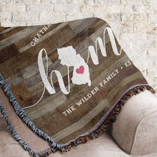 New Jersey Home State Personalized Wood Look Throw Blanket