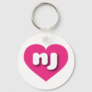 New Jersey hot pink heart - I love nj Key Ring