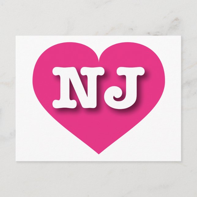New Jersey Hot Pink Heart - I love NJ Postcard (Front)