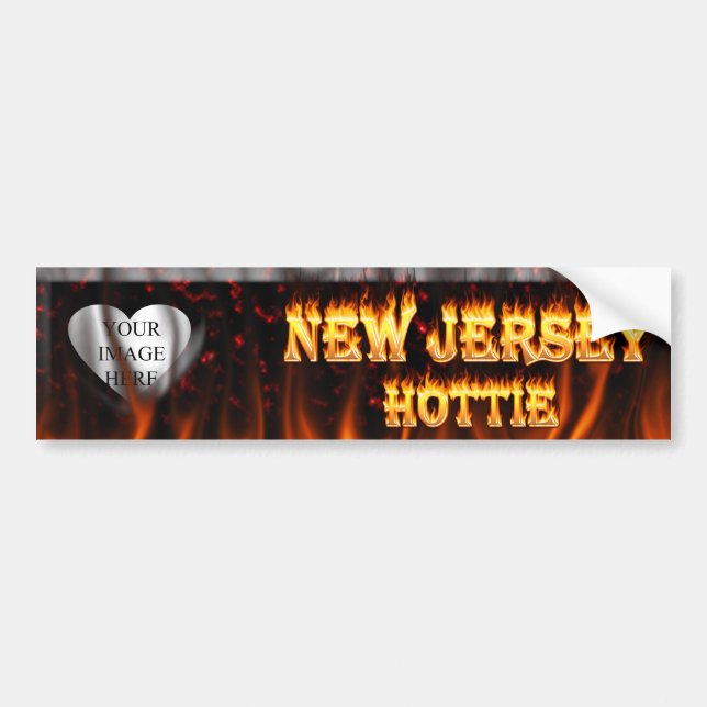 New Jersey Hottie fire and red marble heart. Bumper Sticker (Front)