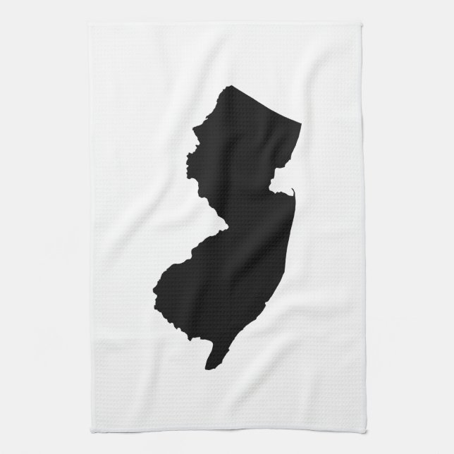 New Jersey in Black and White Tea Towel (Vertical)