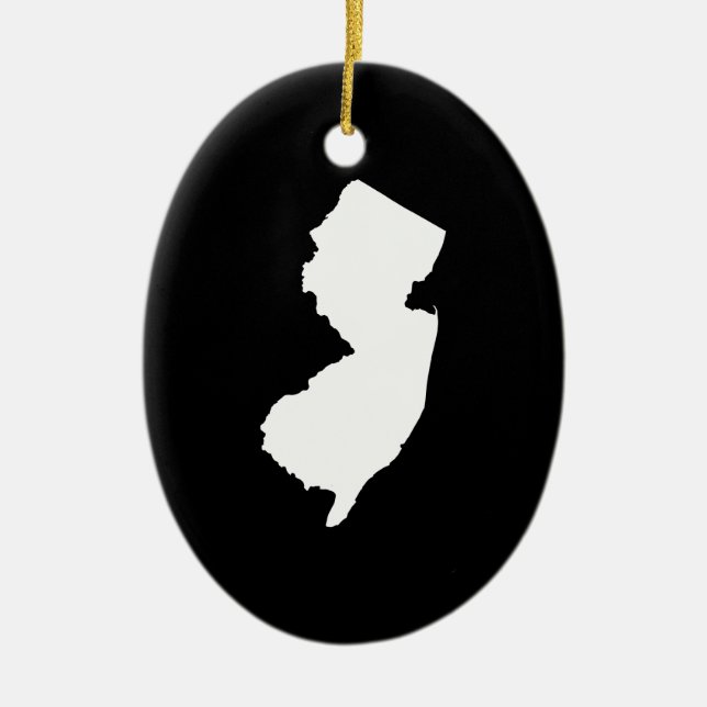 New Jersey in White and Black Ceramic Tree Decoration (Front)