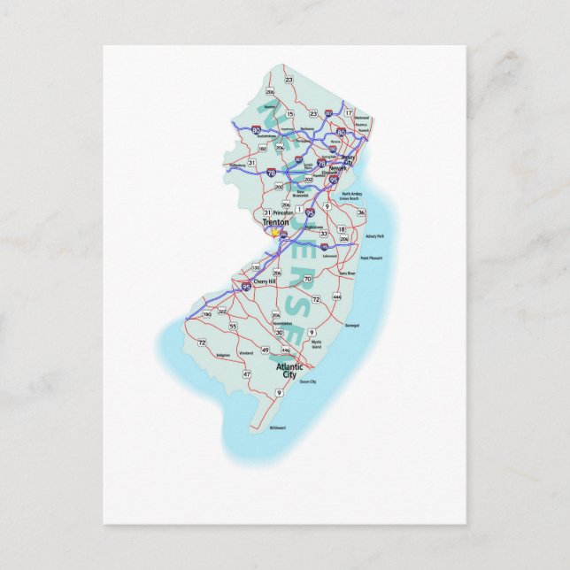 New Jersey Interstate Map Postcard (Front)