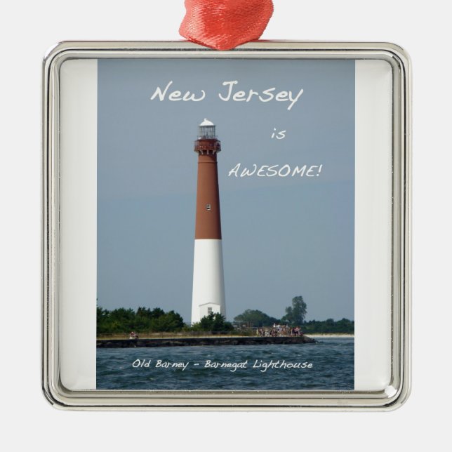 New Jersey is Awesome - Barnegat Lighthouse Metal Tree Decoration (Front)