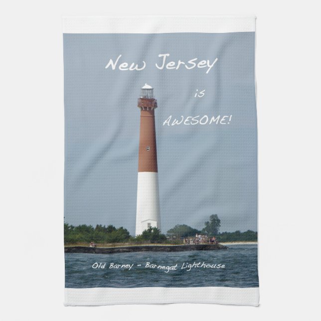 New Jersey is Awesome - Barnegat Lighthouse Tea Towel (Vertical)