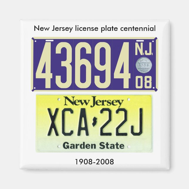 New Jersey License Plate Centennial Magnet (Front)