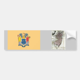 New Jersey Map and State Flag Bumper Sticker