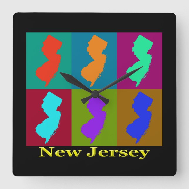New Jersey Map Square Wall Clock (Front)