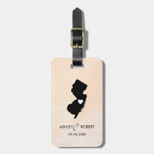 New Jersey Map Wedding Luggage Tag, Gift Tag